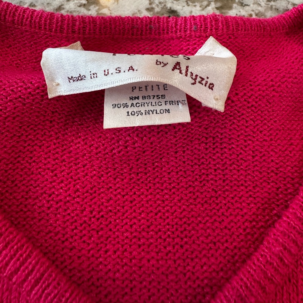 Laura Fuchsia Knit Blazer with Navy Trim - Picture 6 of 7